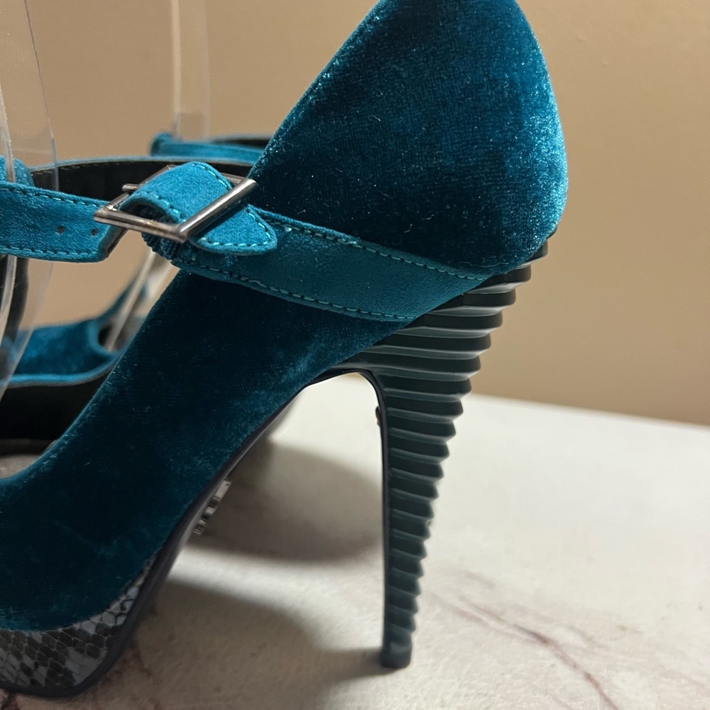 RACHEL ROY MARY JANE WOMEN'S BLUE T-STRAP PLATFORM PUMPS SIZE 6. - Picture 4 of 8